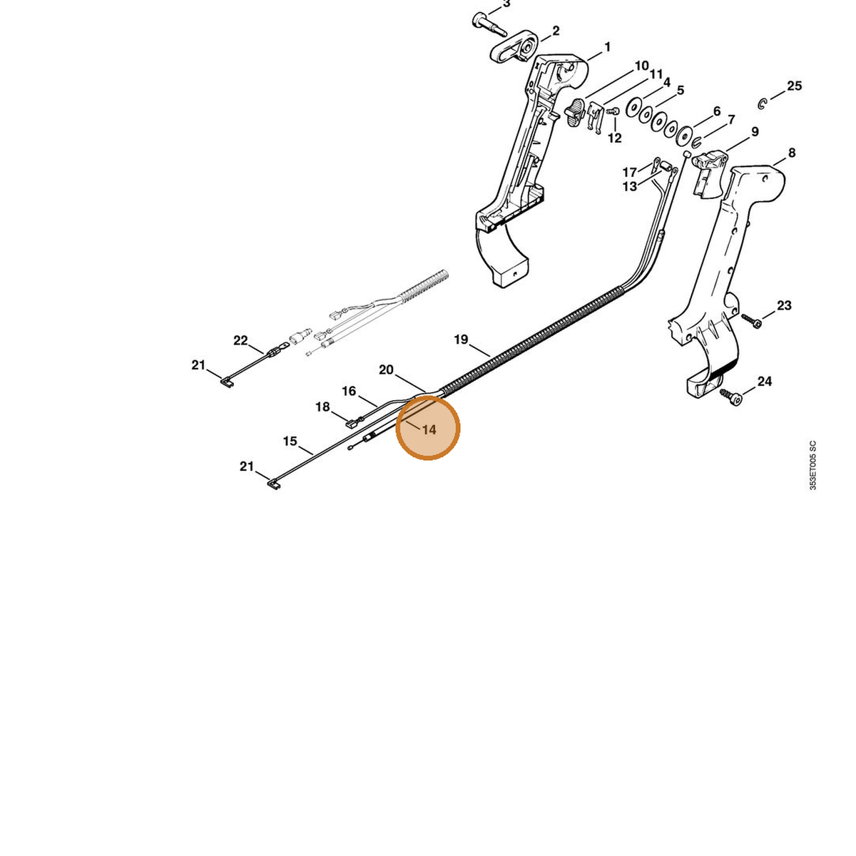 STIHL part 4203-180-1111 — IPL diagram snippet (6x zoom, amber highlight)