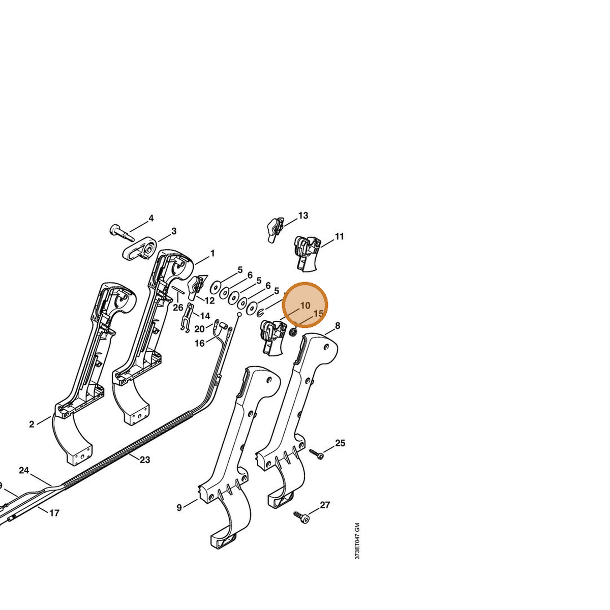 STIHL part 4203-182-1003 — IPL diagram snippet (6x zoom, amber highlight)