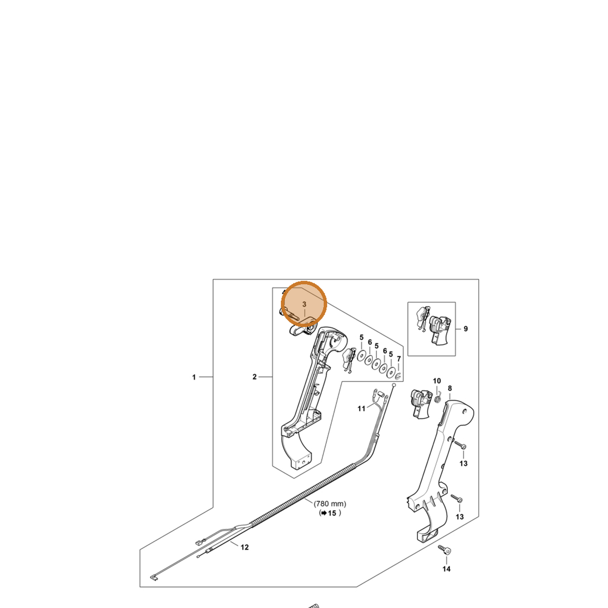 STIHL part 4203-182-2900 — IPL diagram snippet (6x zoom, amber highlight)