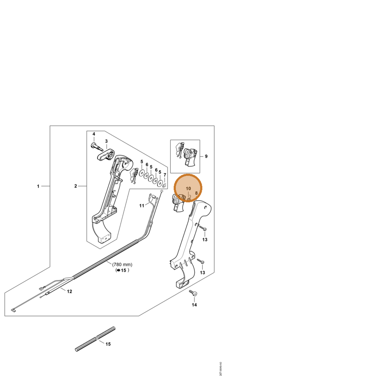 STIHL part 4203-182-4500 — IPL diagram snippet (6x zoom, amber highlight)