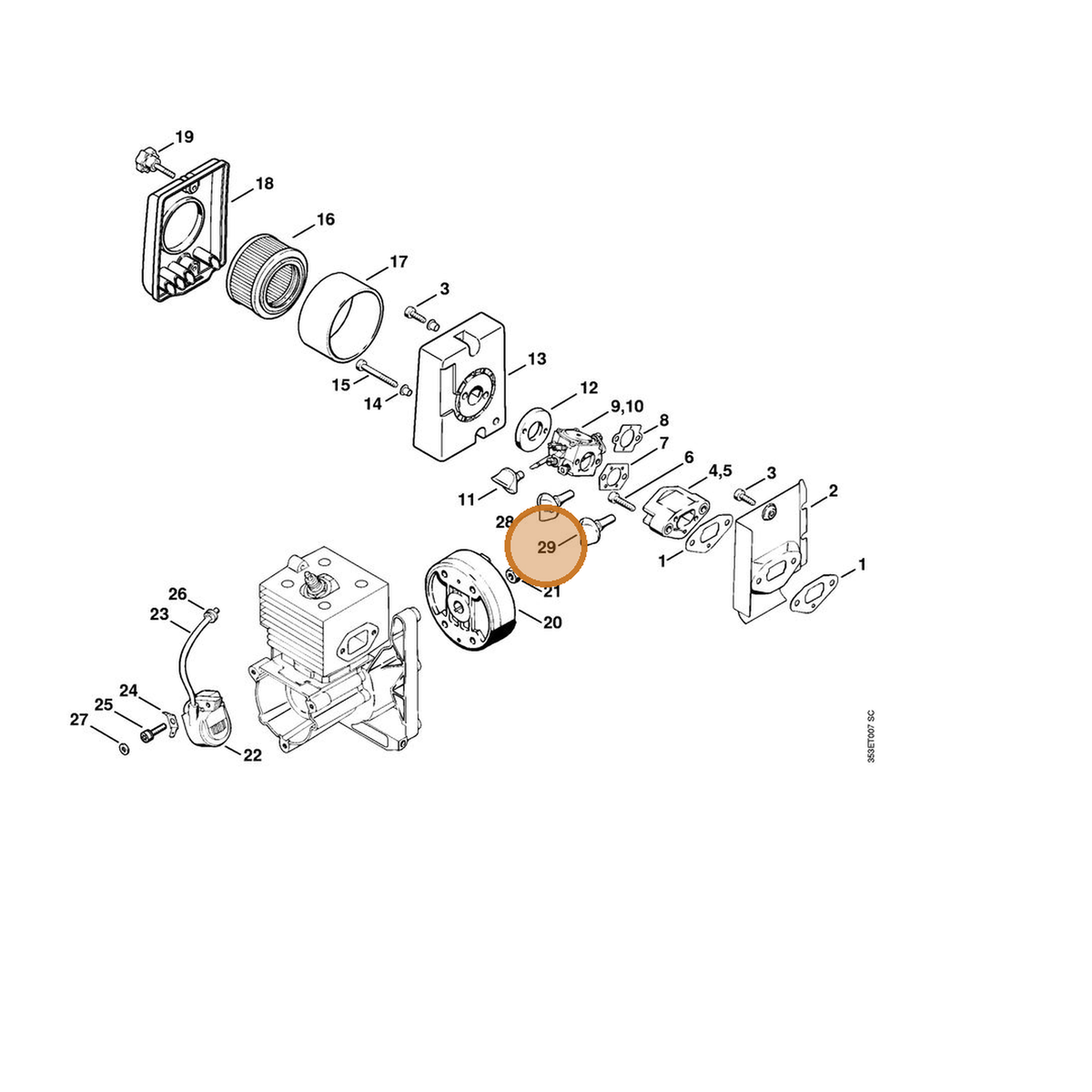 STIHL part 4203-182-9505 — IPL diagram snippet (6x zoom, amber highlight)