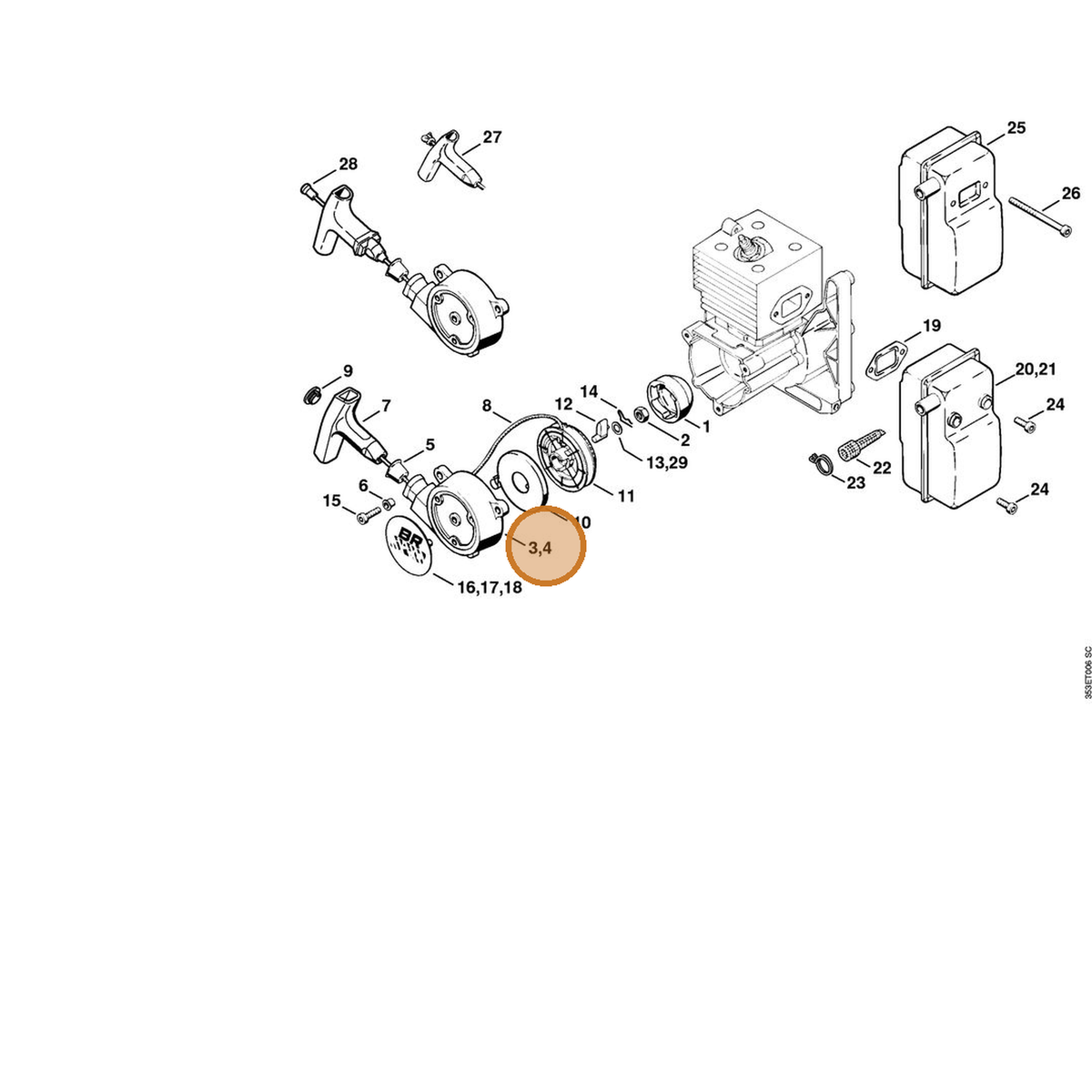 STIHL part 4203-190-0406 — IPL diagram snippet (6x zoom, amber highlight)