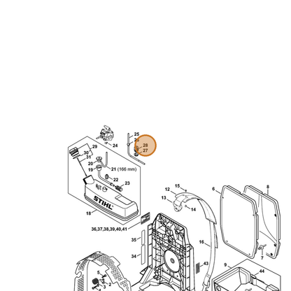 STIHL part 4203-350-5801 — IPL diagram snippet (6x zoom, amber highlight)