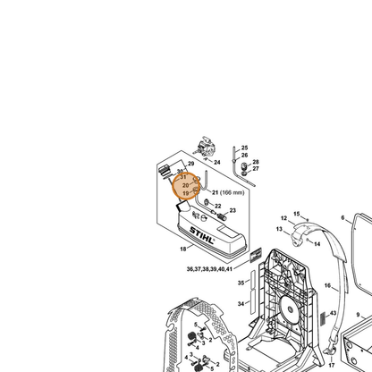 STIHL part 4203-353-2500 — IPL diagram snippet (6x zoom, amber highlight)
