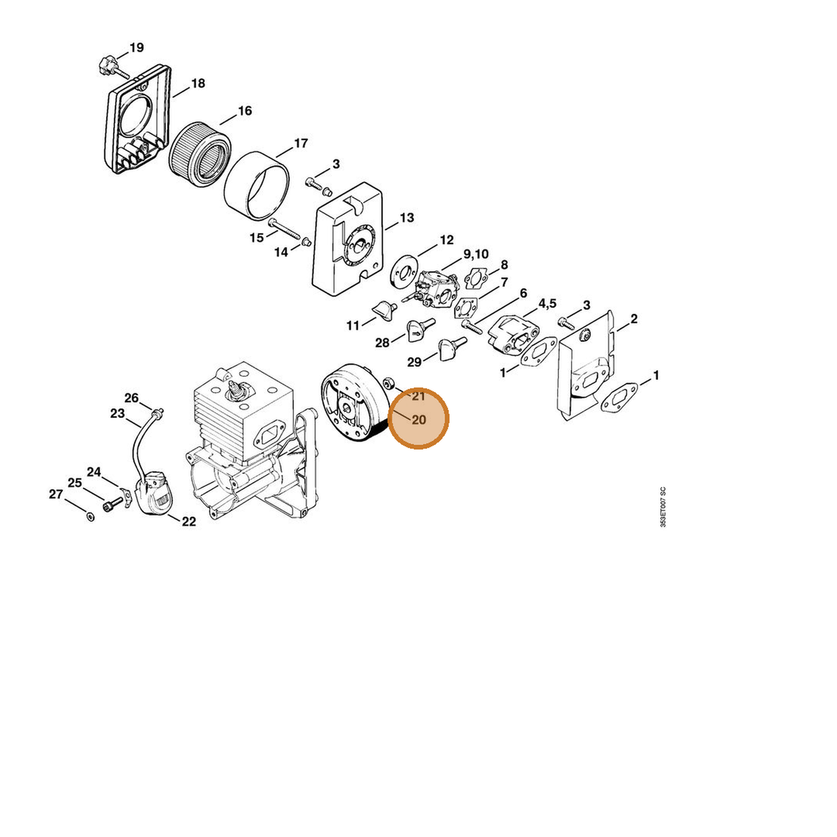 STIHL part 4203-400-1200 — IPL diagram snippet (6x zoom, amber highlight)