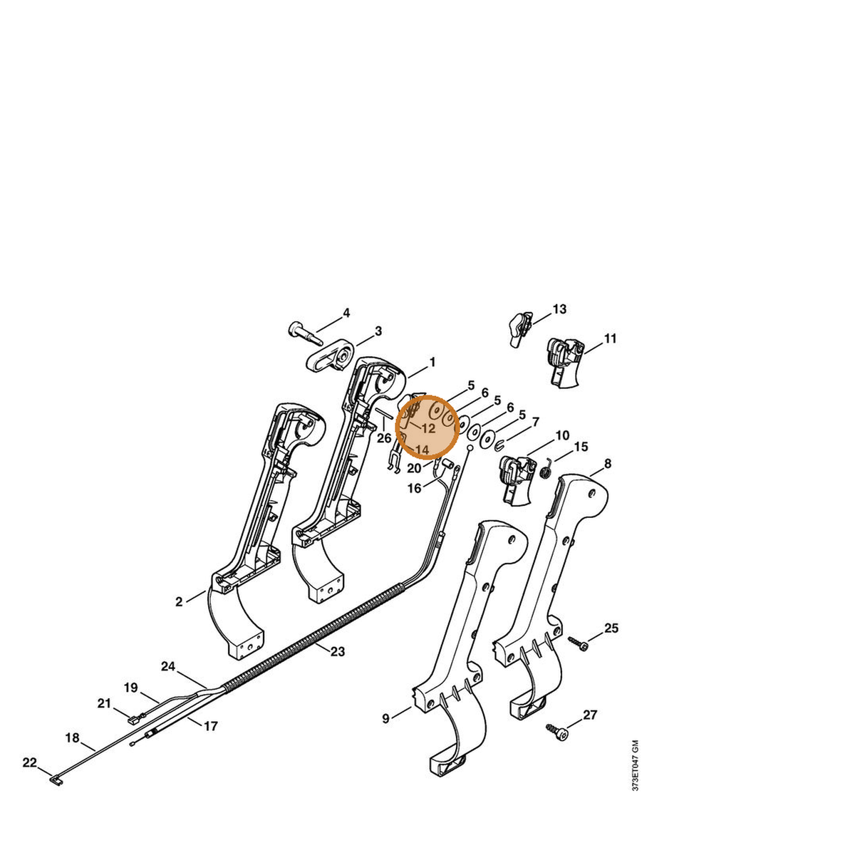 STIHL part 4203-430-0102 — IPL diagram snippet (6x zoom, amber highlight)