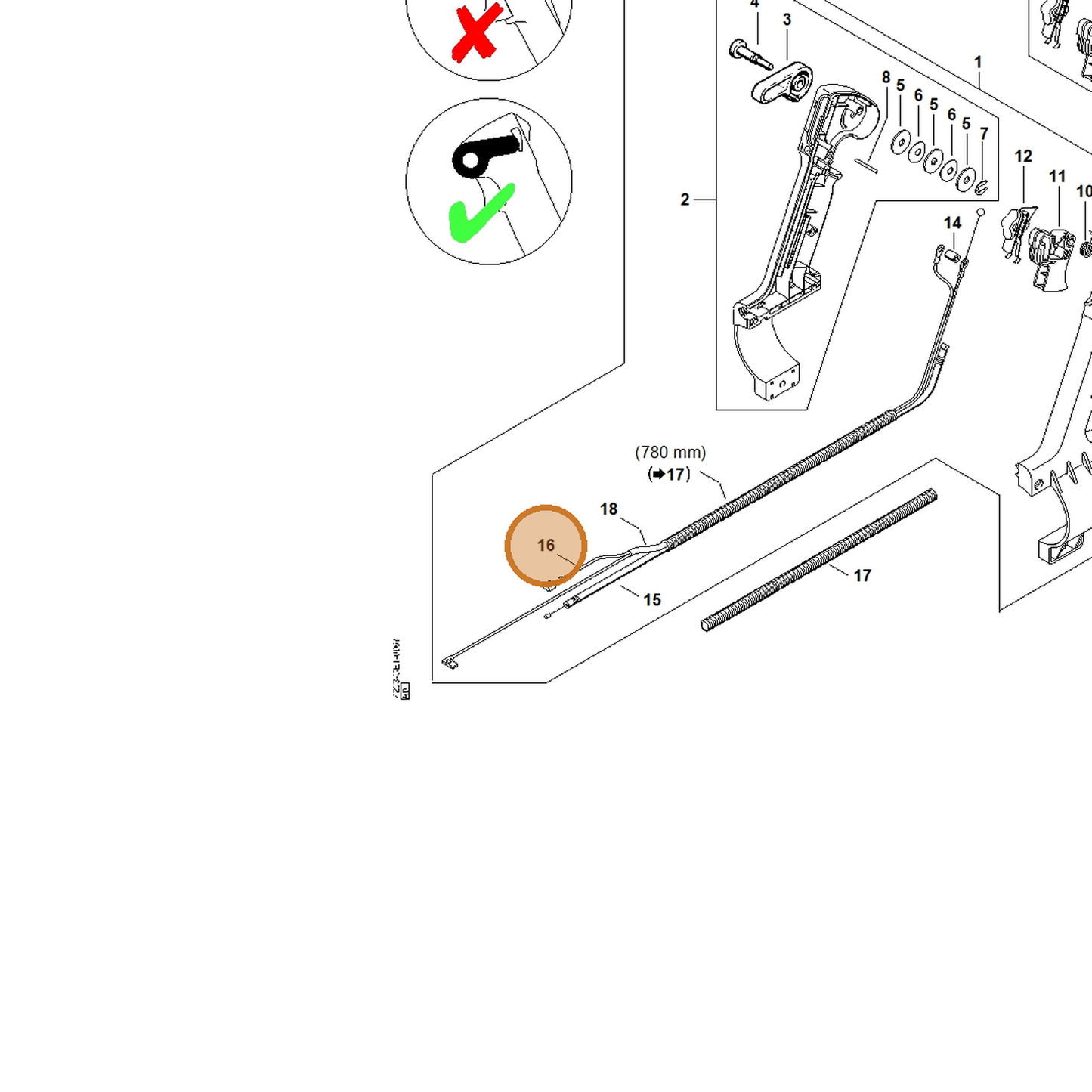 STIHL part 4203-440-1102 — IPL diagram snippet (6x zoom, amber highlight)