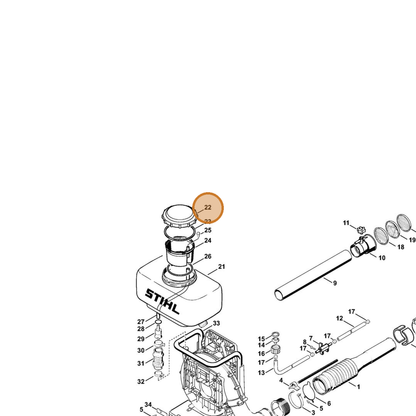 STIHL part 4203-700-0902 — IPL diagram snippet (6x zoom, amber highlight)