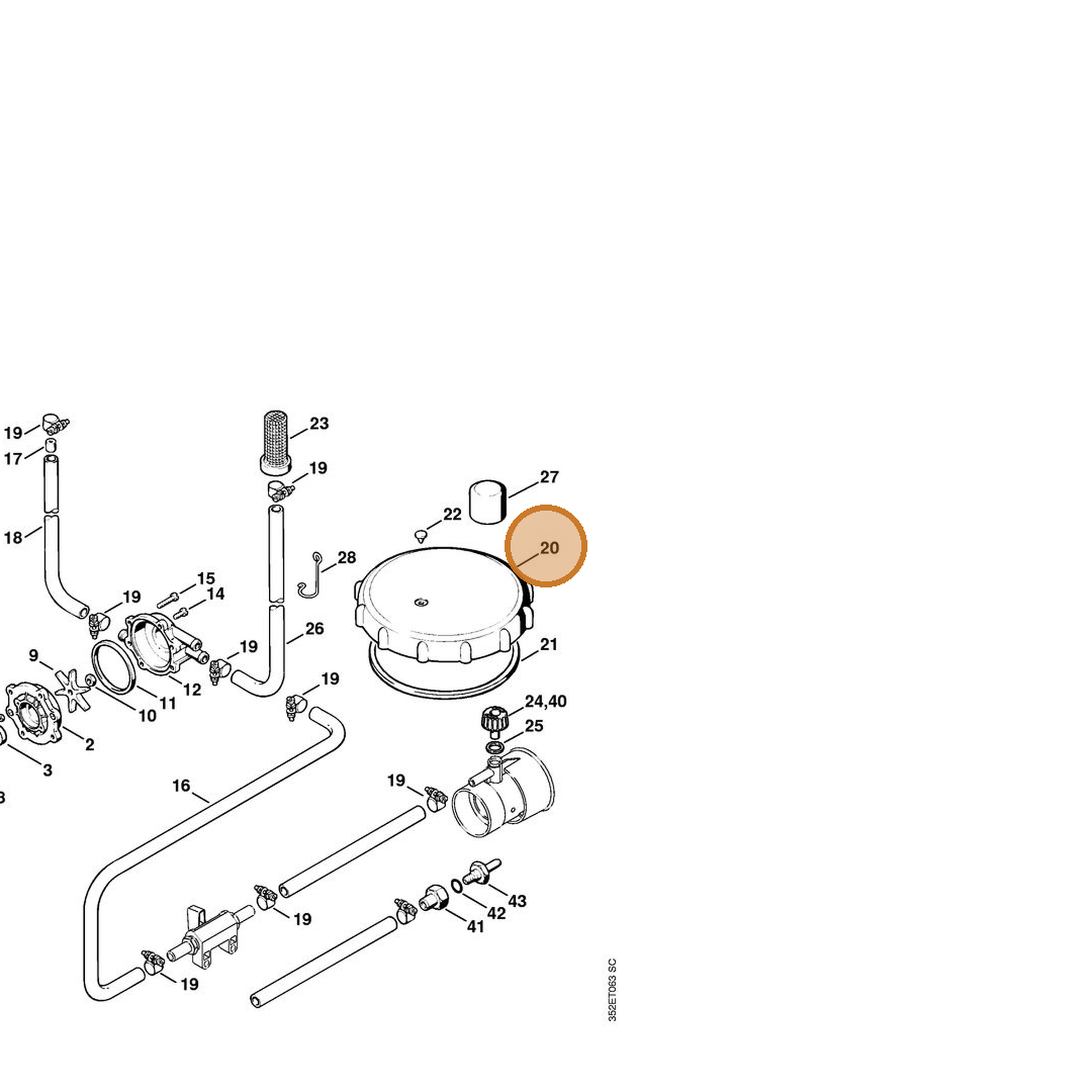 STIHL part 4203-700-0903 — IPL diagram snippet (6x zoom, amber highlight)