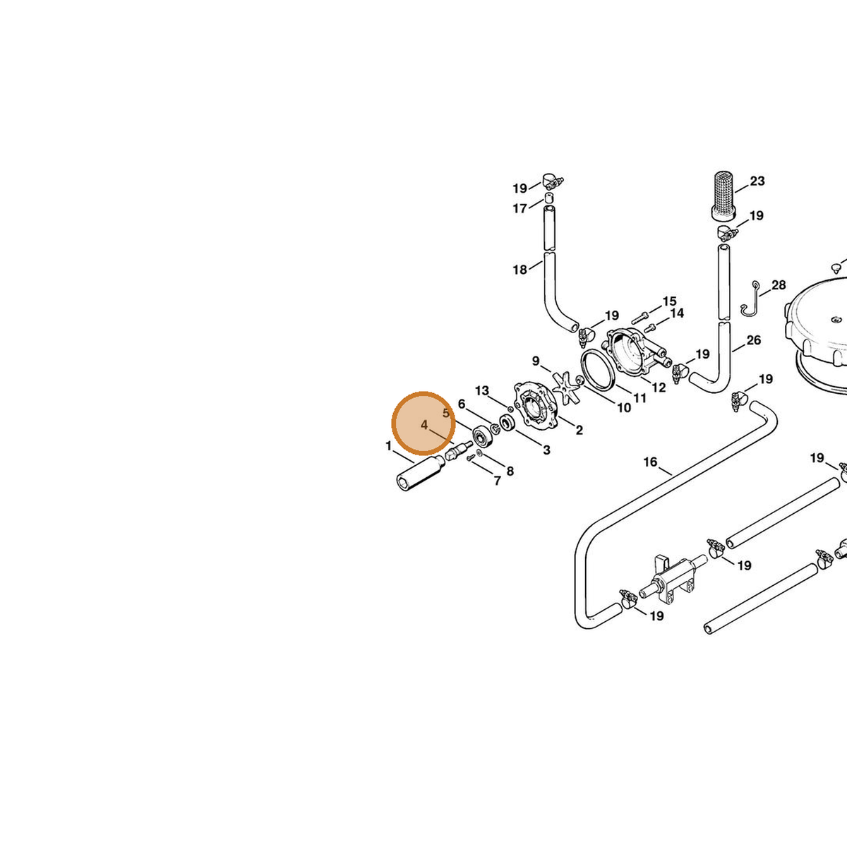 STIHL part 4203-700-2800 — IPL diagram snippet (6x zoom, amber highlight)