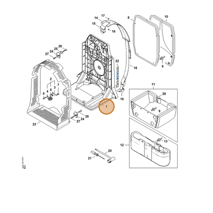 STIHL part 4203-700-3850 — IPL diagram snippet (6x zoom, amber highlight)