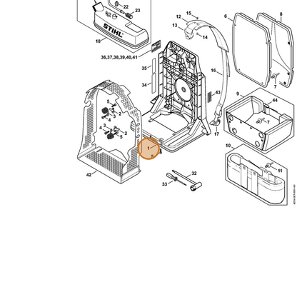 STIHL part 4203-700-3851 — IPL diagram snippet (6x zoom, amber highlight)