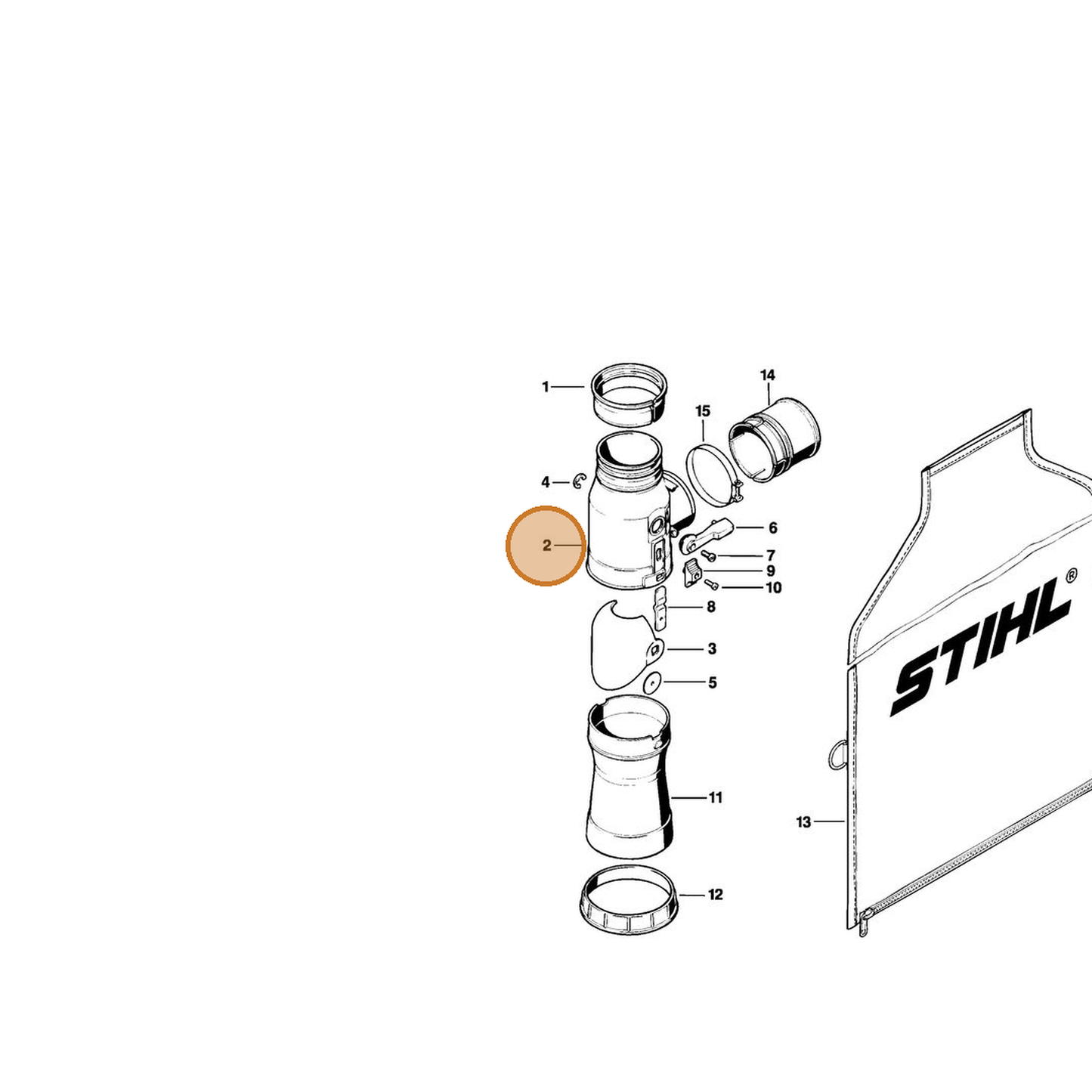 STIHL part 4203-700-6301 — IPL diagram snippet (6x zoom, amber highlight)