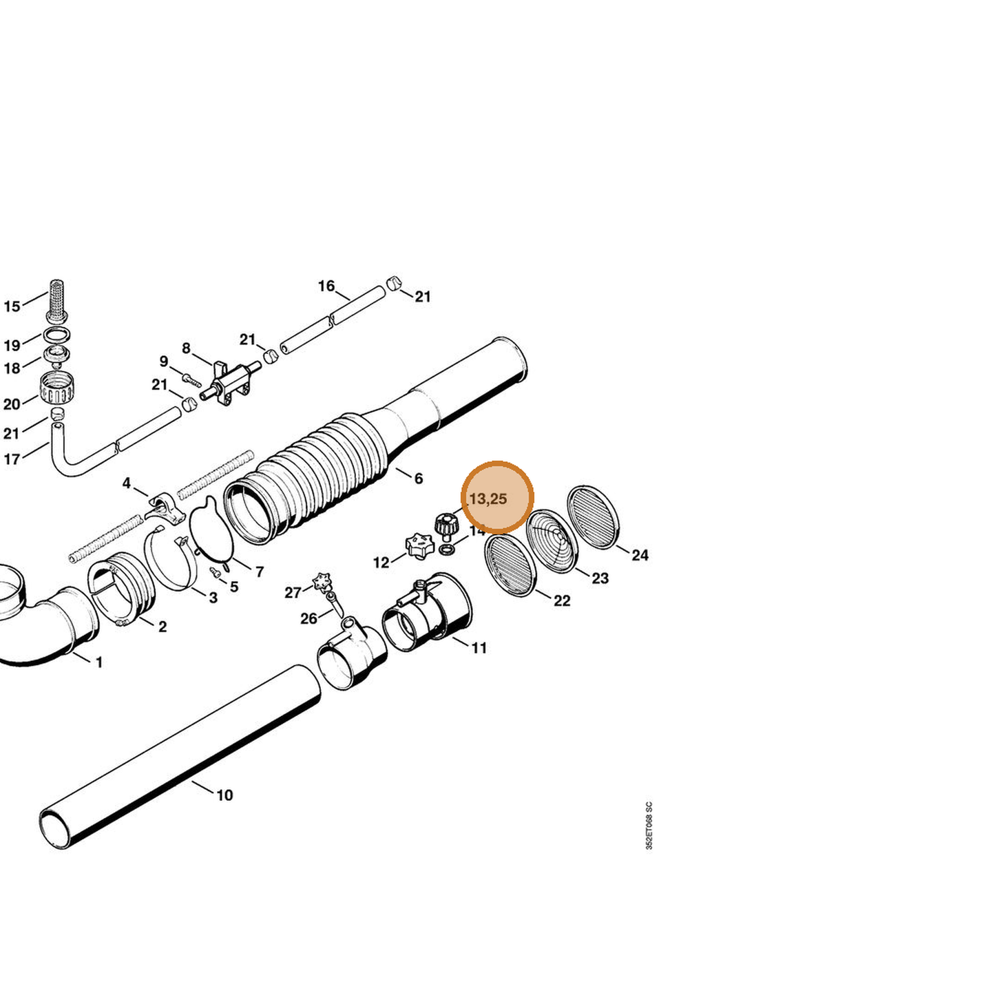 STIHL part 4203-700-6304 — IPL diagram snippet (6x zoom, amber highlight)