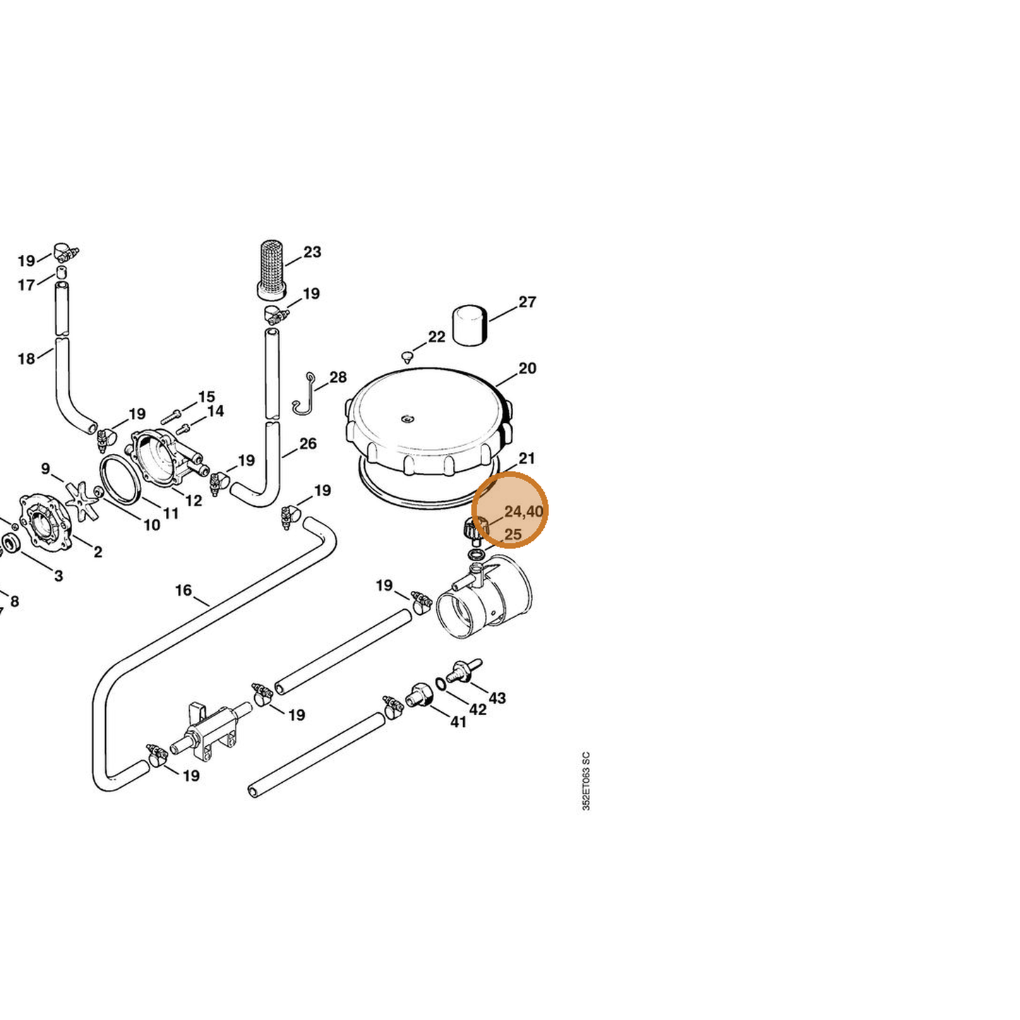 STIHL part 4203-700-6313 — IPL diagram snippet (6x zoom, amber highlight)