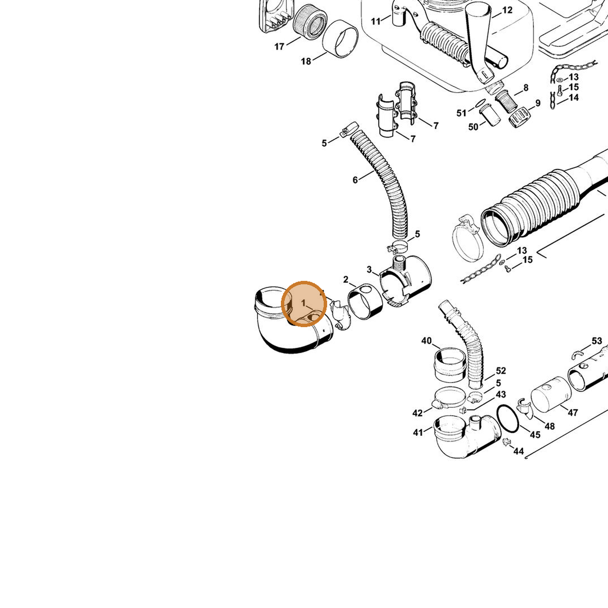 STIHL part 4203-700-6900 — IPL diagram snippet (6x zoom, amber highlight)