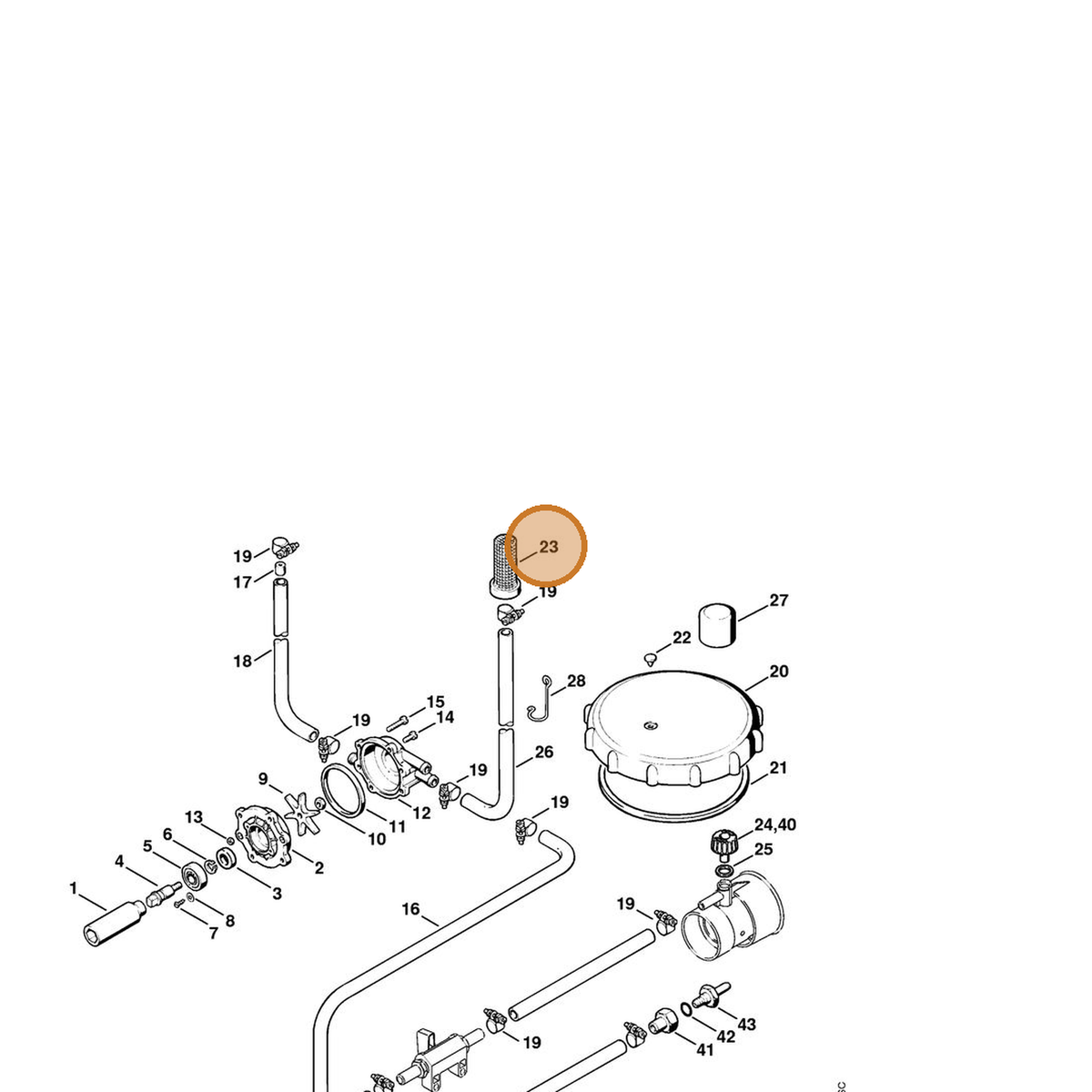 STIHL part 4203-700-8801 — IPL diagram snippet (6x zoom, amber highlight)