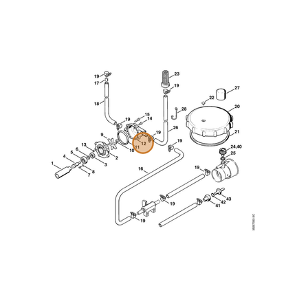 STIHL part 4203-701-0510 — IPL diagram snippet (6x zoom, amber highlight)