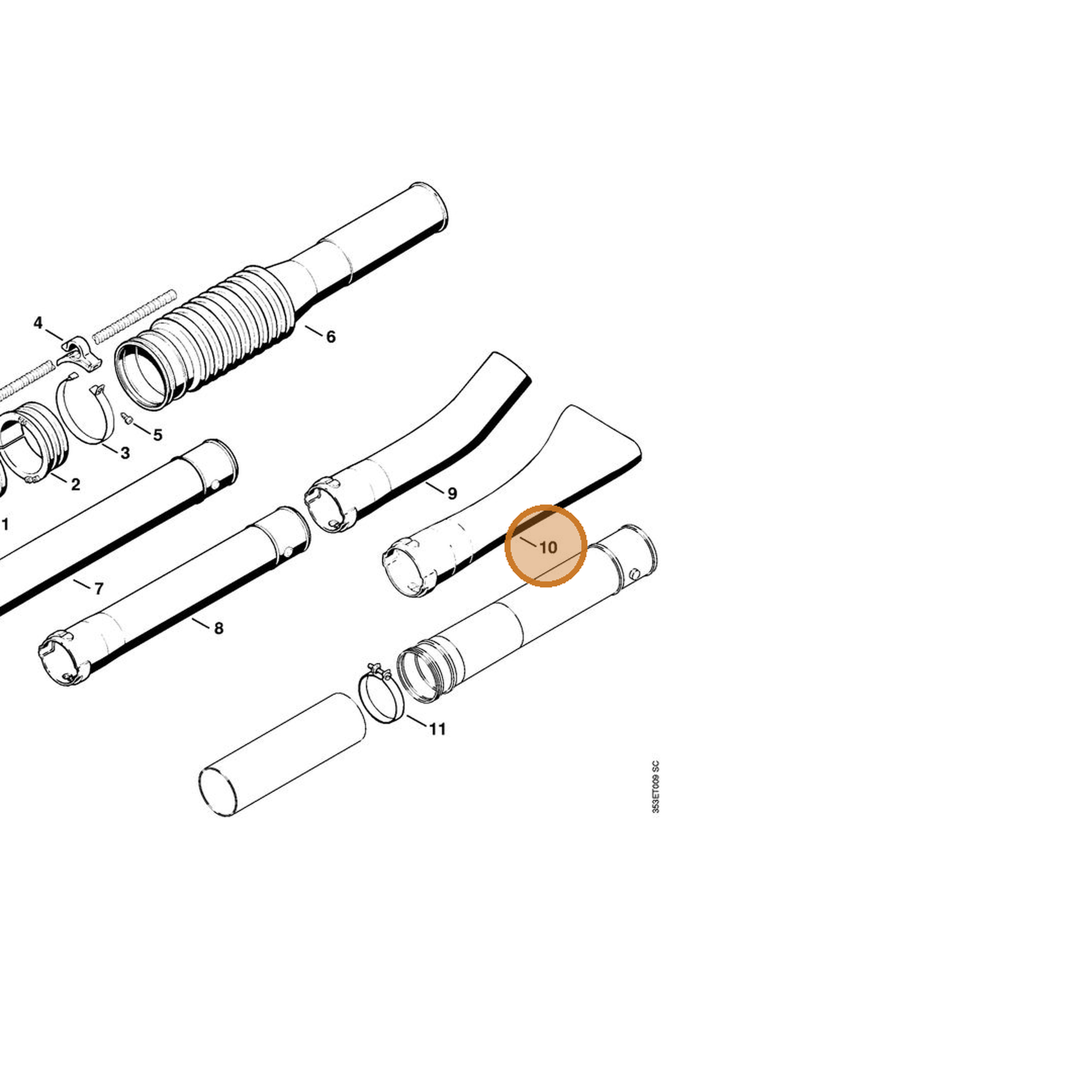 STIHL part 4203-701-8300 — IPL diagram snippet (6x zoom, amber highlight)