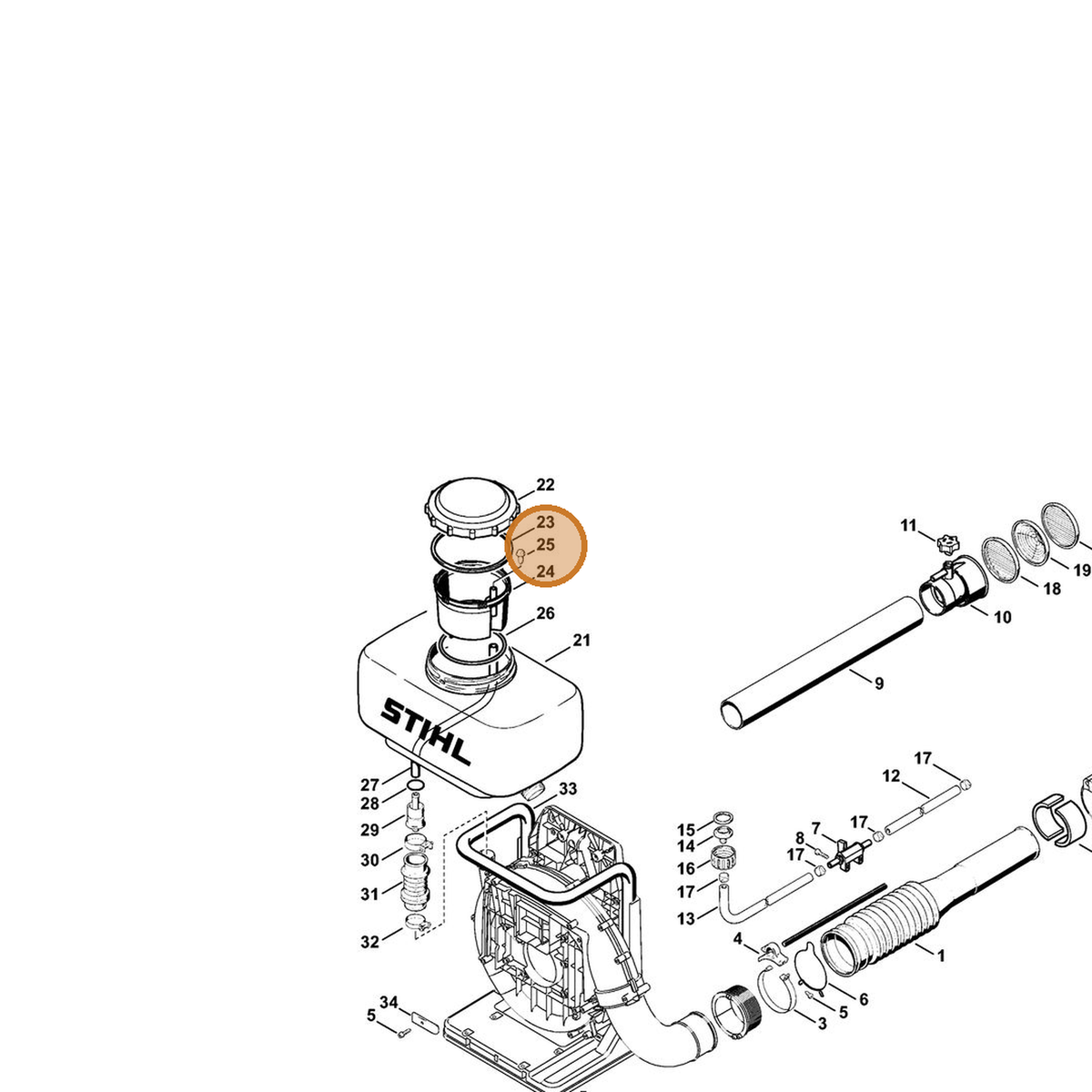 STIHL part 4203-703-5700 — IPL diagram snippet (6x zoom, amber highlight)