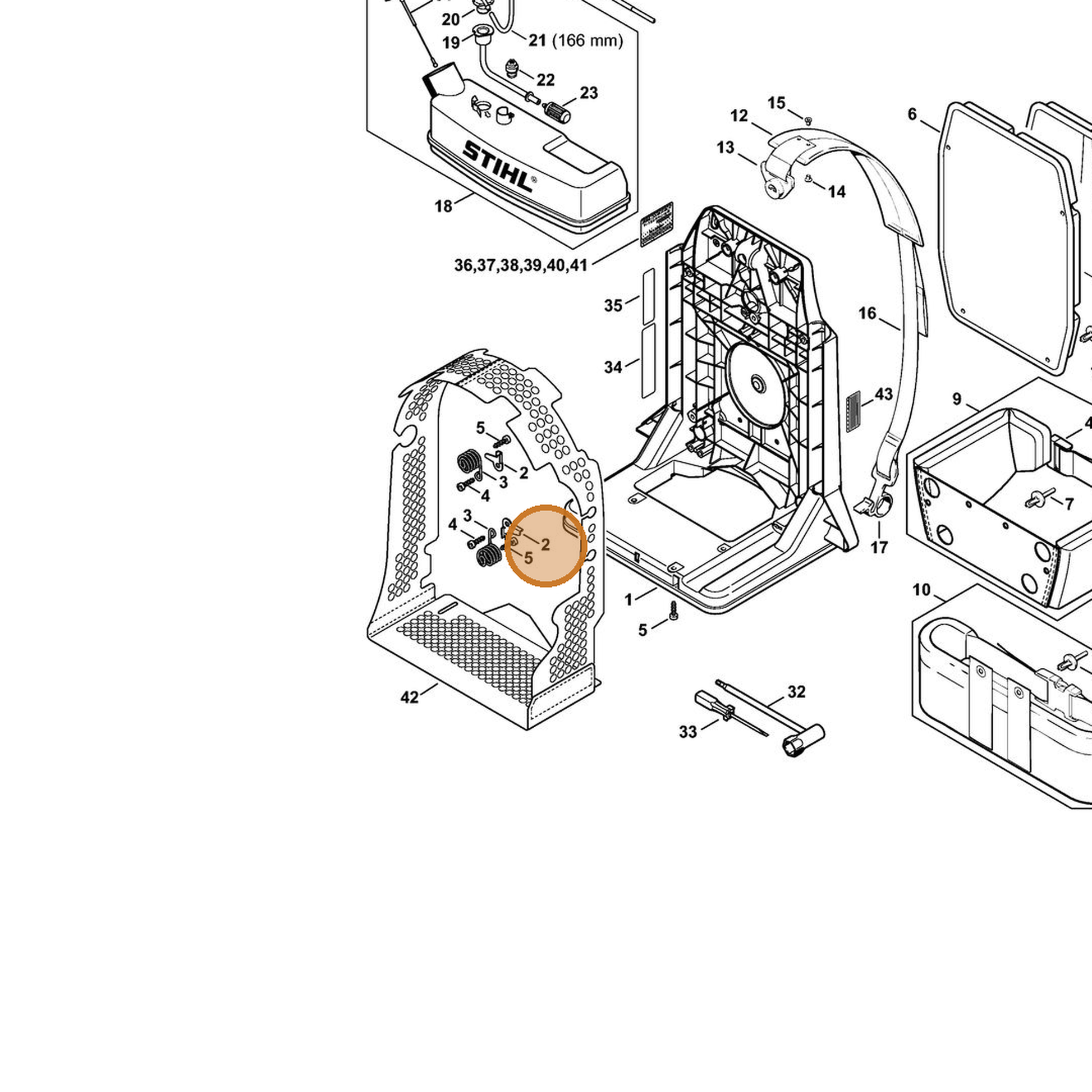STIHL part 4203-706-1100 — IPL diagram snippet (6x zoom, amber highlight)