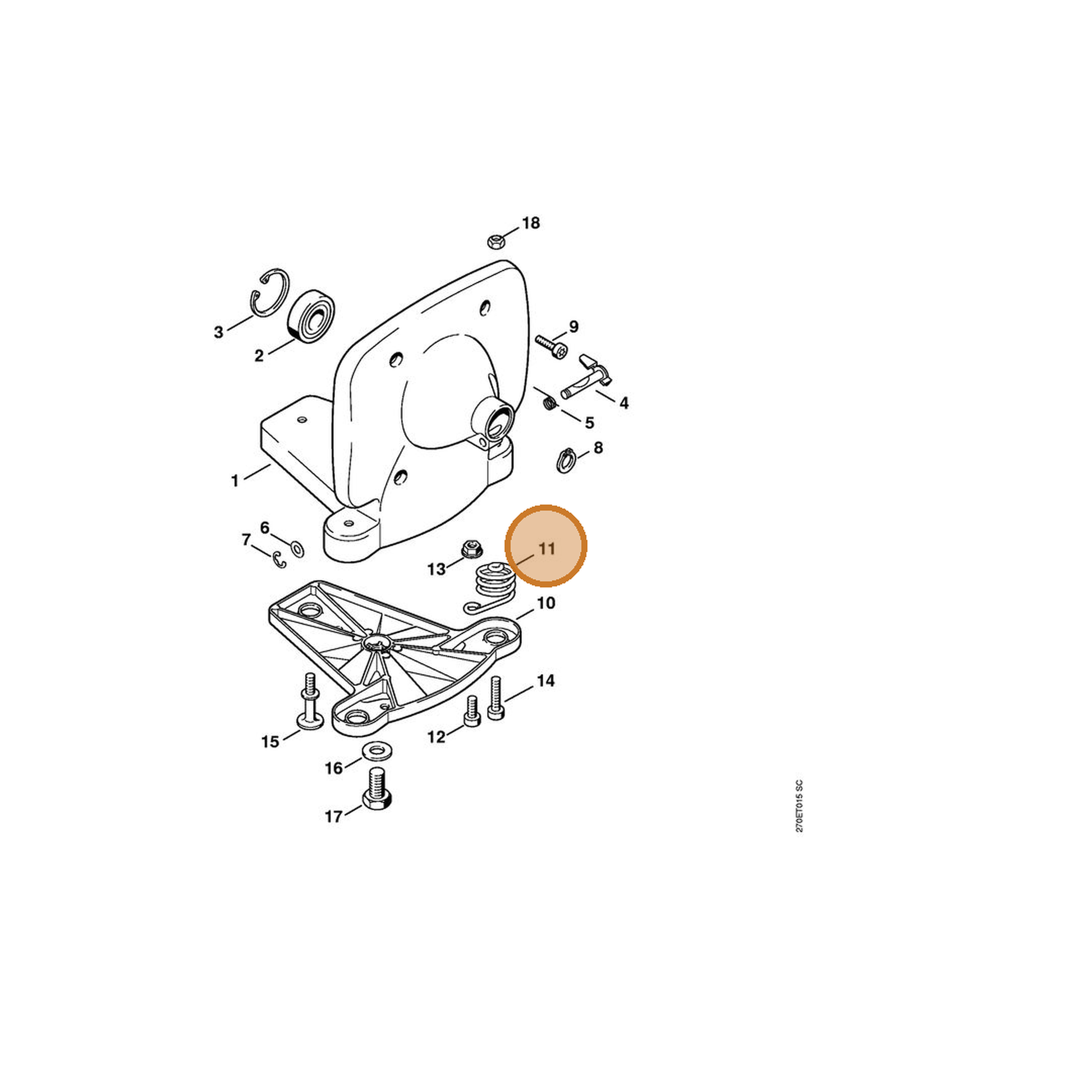 STIHL part 4203-708-0800 — IPL diagram snippet (6x zoom, amber highlight)