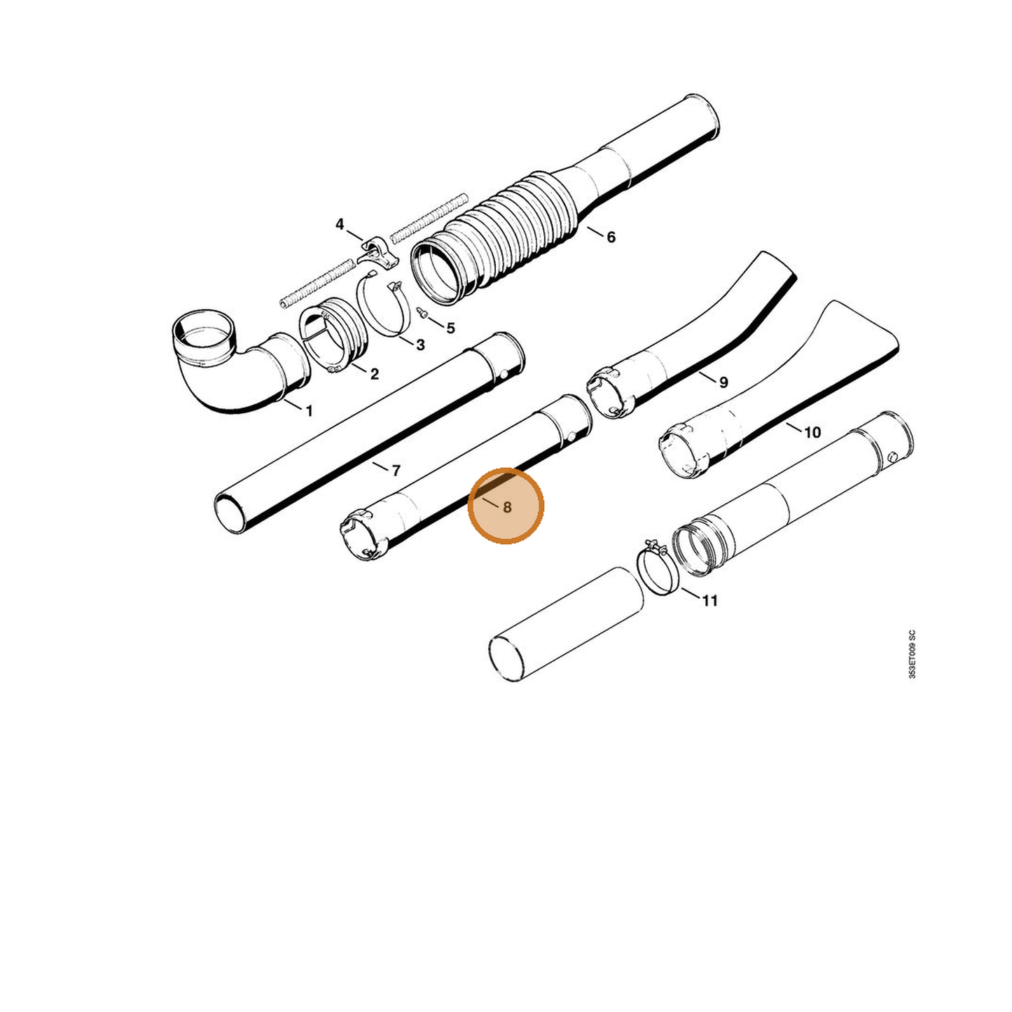 STIHL part 4203-708-3400 — IPL diagram snippet (6x zoom, amber highlight)