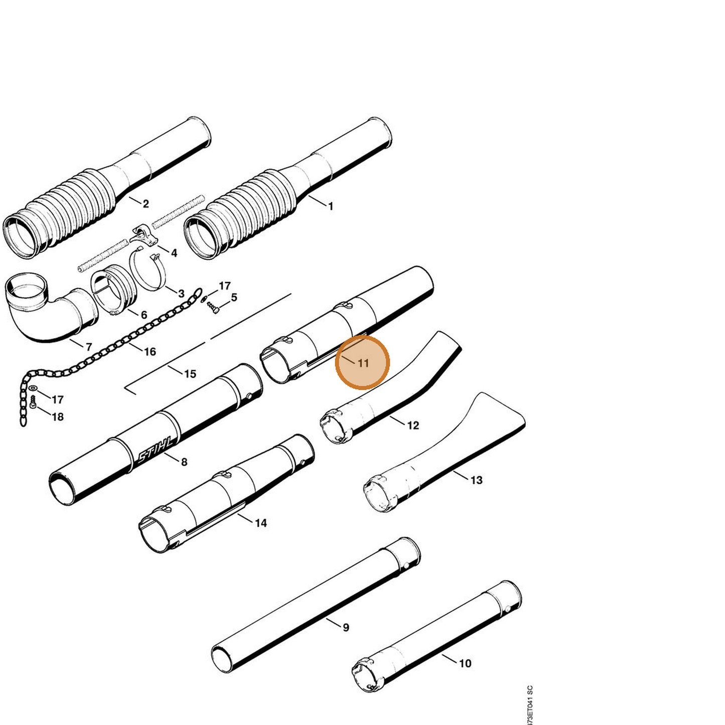 STIHL part 4203-708-6306 — IPL diagram snippet (6x zoom, amber highlight)