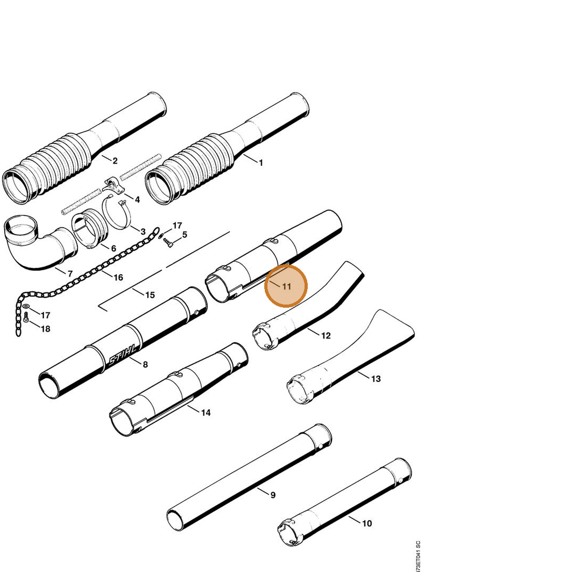 STIHL part 4203-708-6306 — IPL diagram snippet (6x zoom, amber highlight)