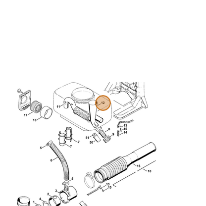 STIHL part 4203-708-7300 — IPL diagram snippet (6x zoom, amber highlight)