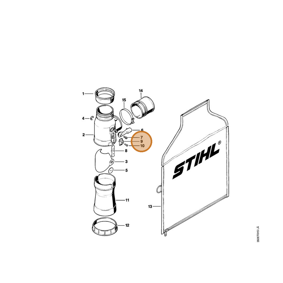 STIHL part 4203-708-7900 — IPL diagram snippet (6x zoom, amber highlight)