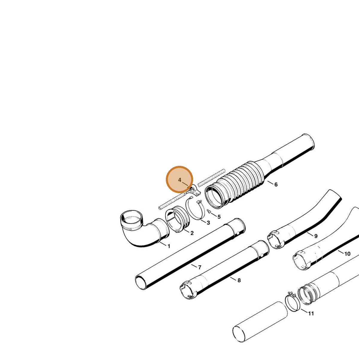STIHL part 4203-708-8201 — IPL diagram snippet (6x zoom, amber highlight)