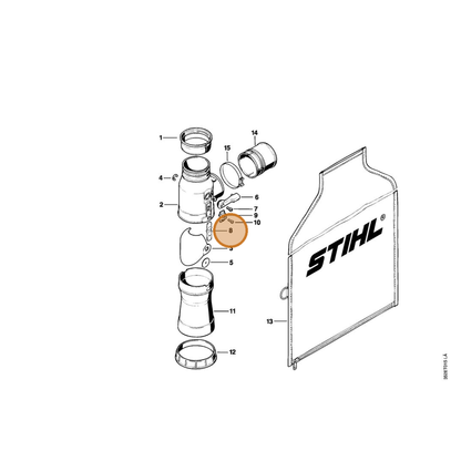 STIHL part 4203-708-9201 — IPL diagram snippet (6x zoom, amber highlight)
