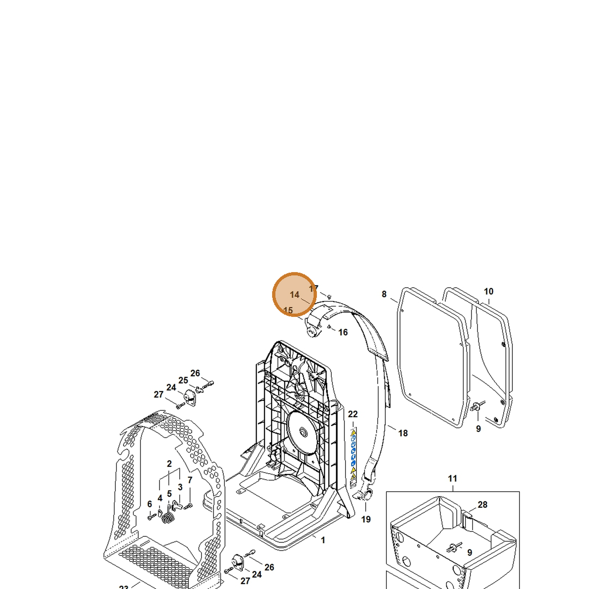 STIHL part 4203-710-9000 — IPL diagram snippet (6x zoom, amber highlight)