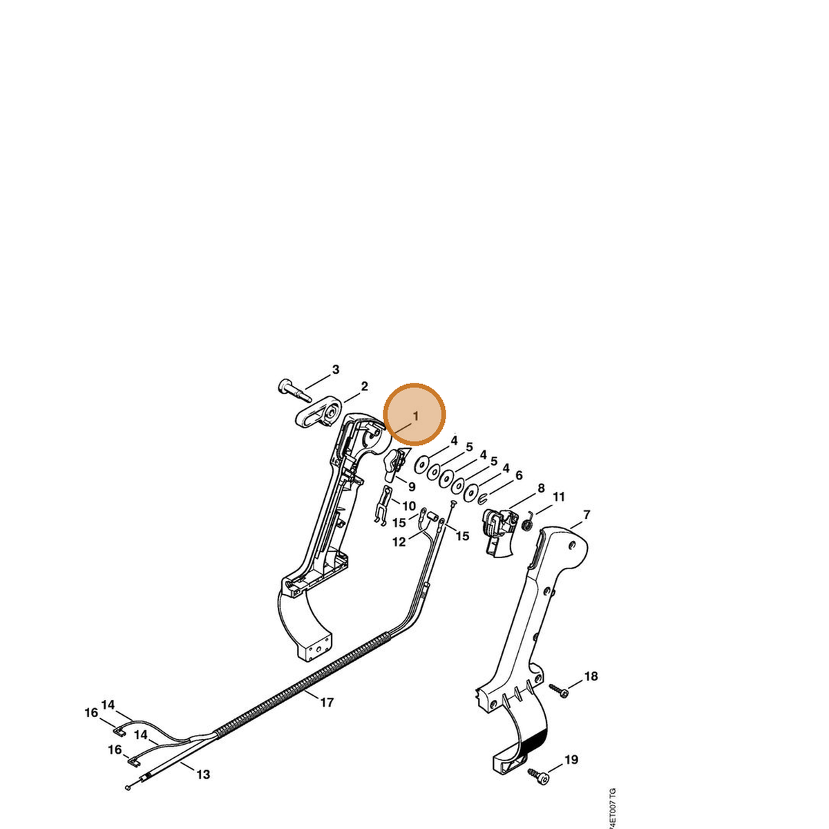 STIHL part 4203-790-1104 — IPL diagram snippet (6x zoom, amber highlight)