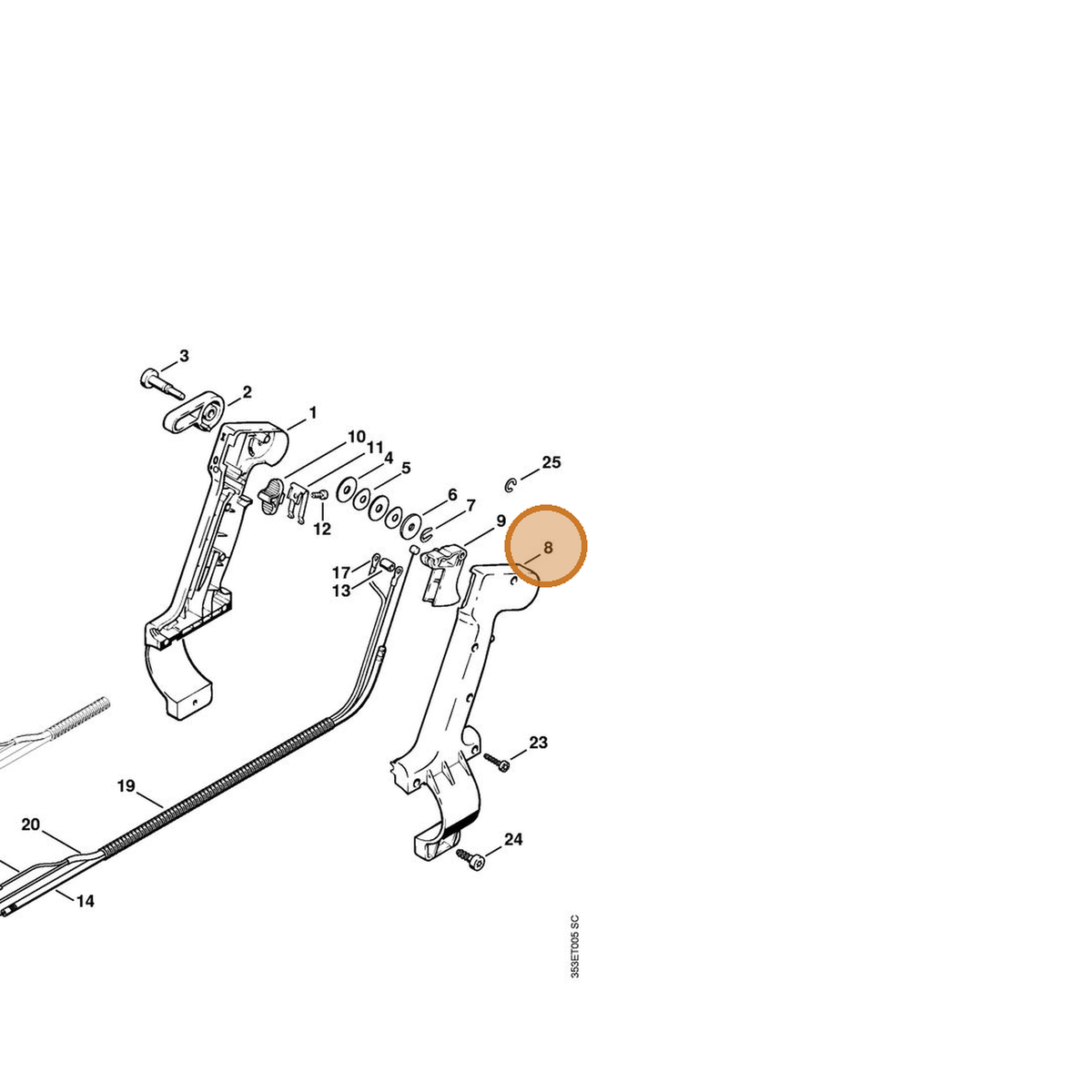 STIHL part 4203-791-0804 — IPL diagram snippet (6x zoom, amber highlight)