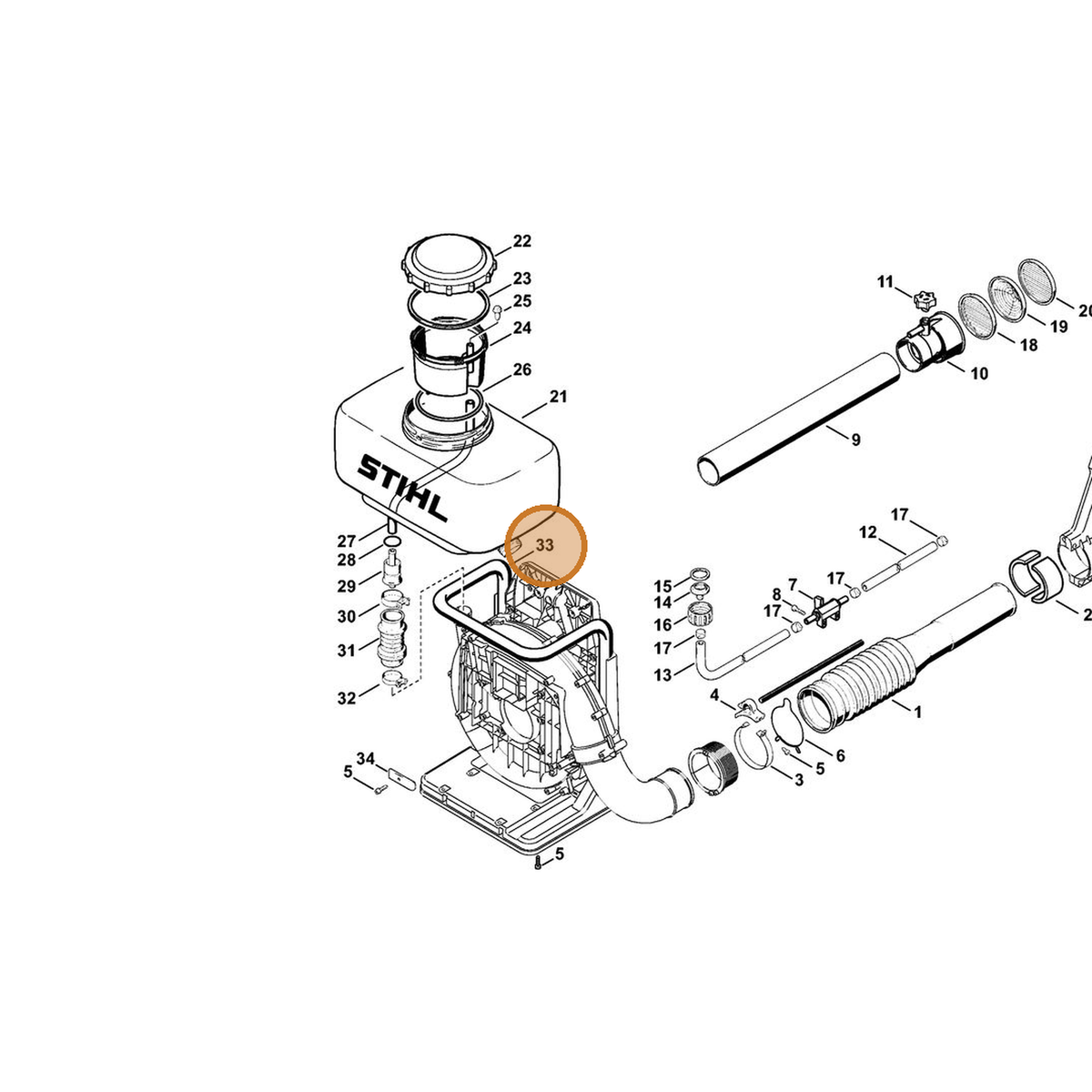 STIHL part 4203-791-5600 — IPL diagram snippet (6x zoom, amber highlight)