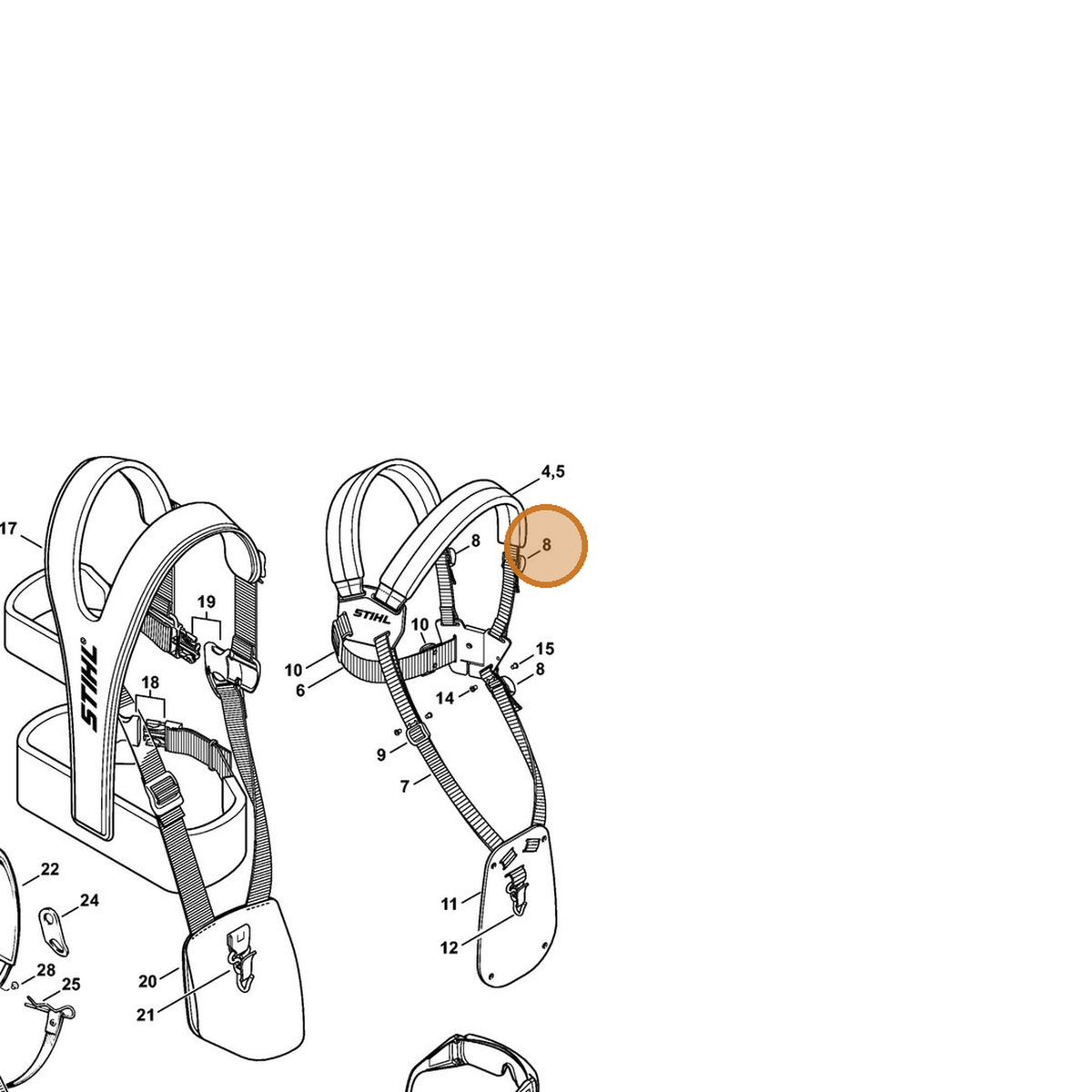 STIHL part 4203-792-7200 — IPL diagram snippet (6x zoom, amber highlight)