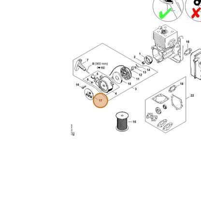STIHL part 4203-967-1508 — IPL diagram snippet (6x zoom, amber highlight)