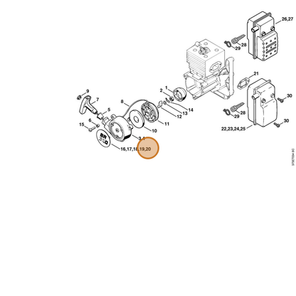 STIHL part 4203-967-1513 — IPL diagram snippet (6x zoom, amber highlight)