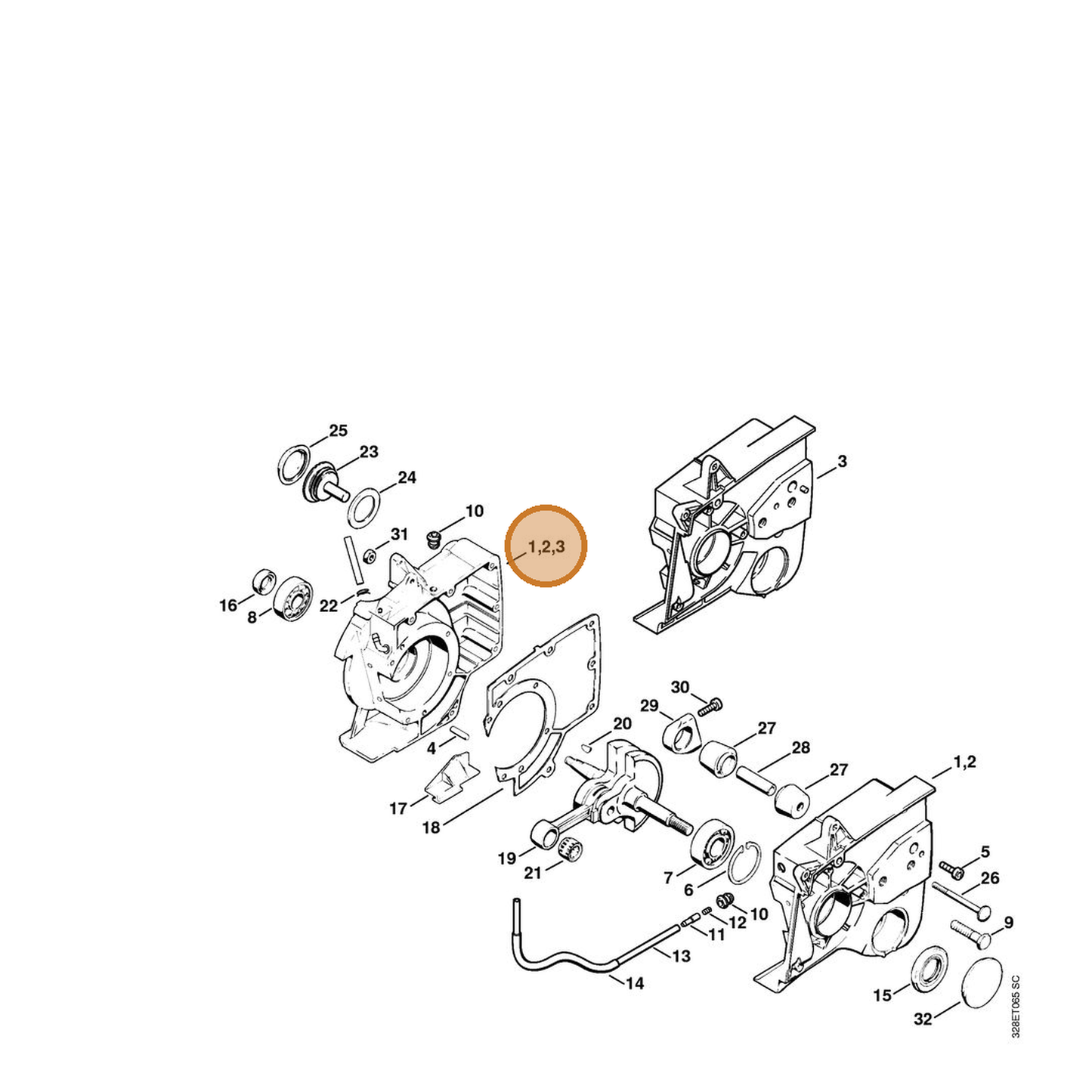 STIHL part 4205-020-2103 — IPL diagram snippet (6x zoom, amber highlight)