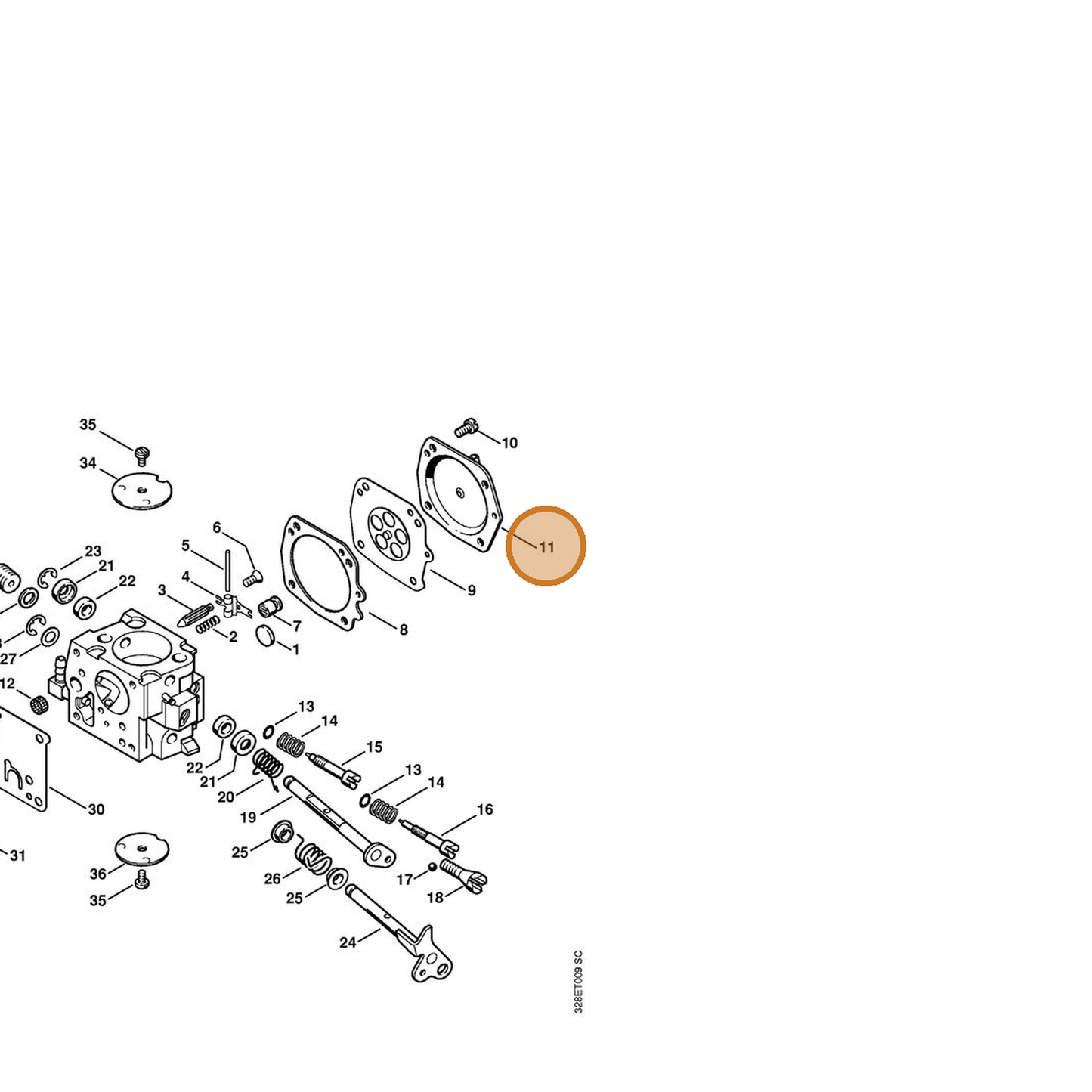 STIHL part 4205-121-0800 — IPL diagram snippet (6x zoom, amber highlight)