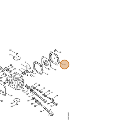 STIHL part 4205-121-0800 — IPL diagram snippet (6x zoom, amber highlight)