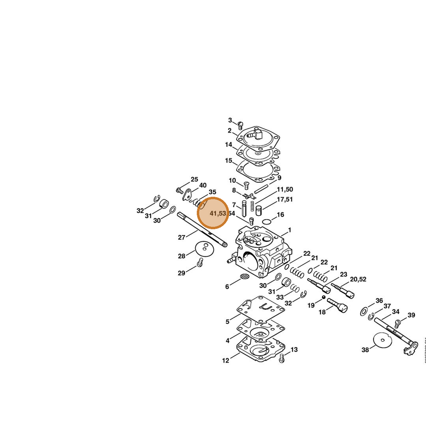 STIHL part 4205-121-5600 — IPL diagram snippet (6x zoom, amber highlight)