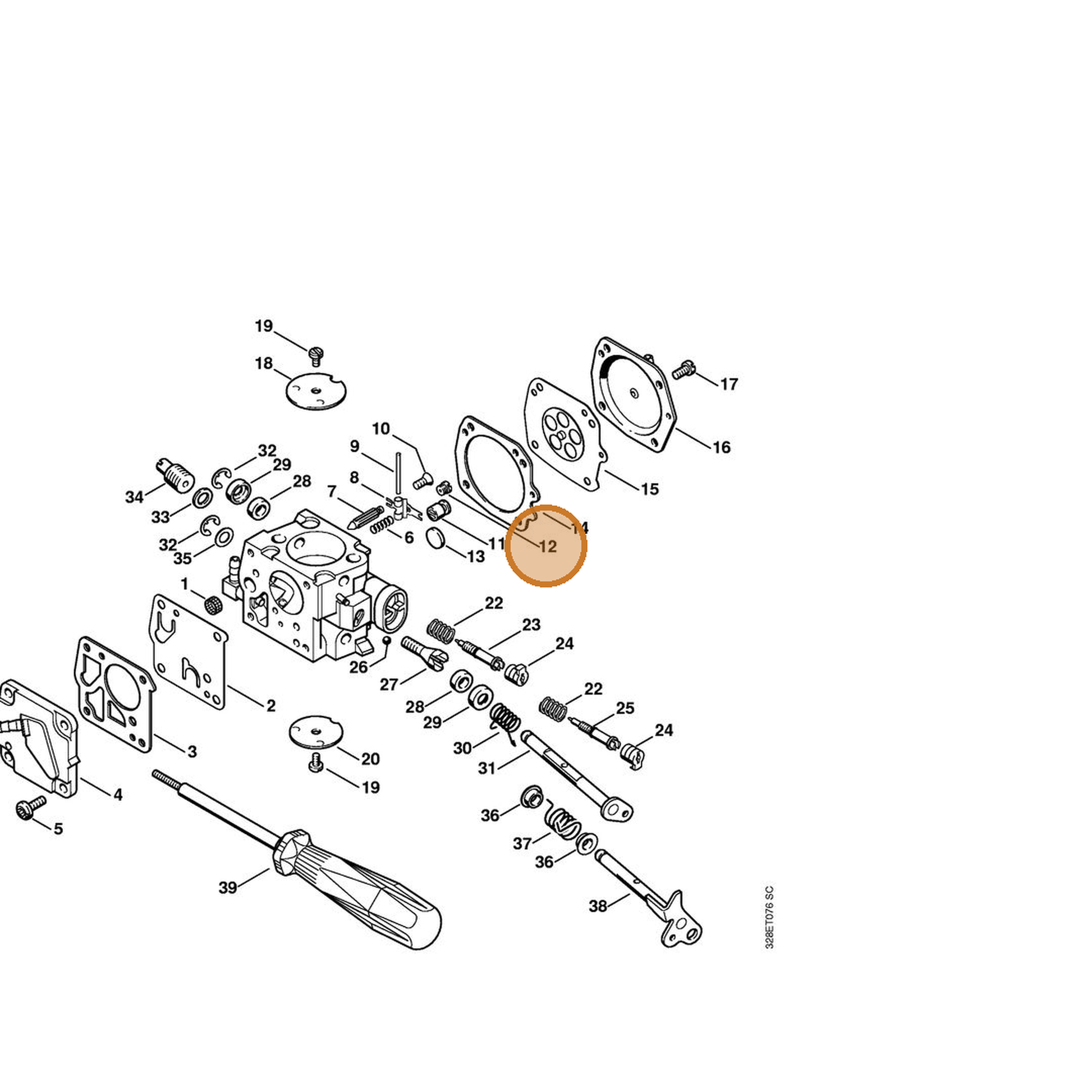 STIHL part 4205-121-5601 — IPL diagram snippet (6x zoom, amber highlight)