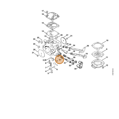 STIHL part 4205-122-3000 — IPL diagram snippet (6x zoom, amber highlight)