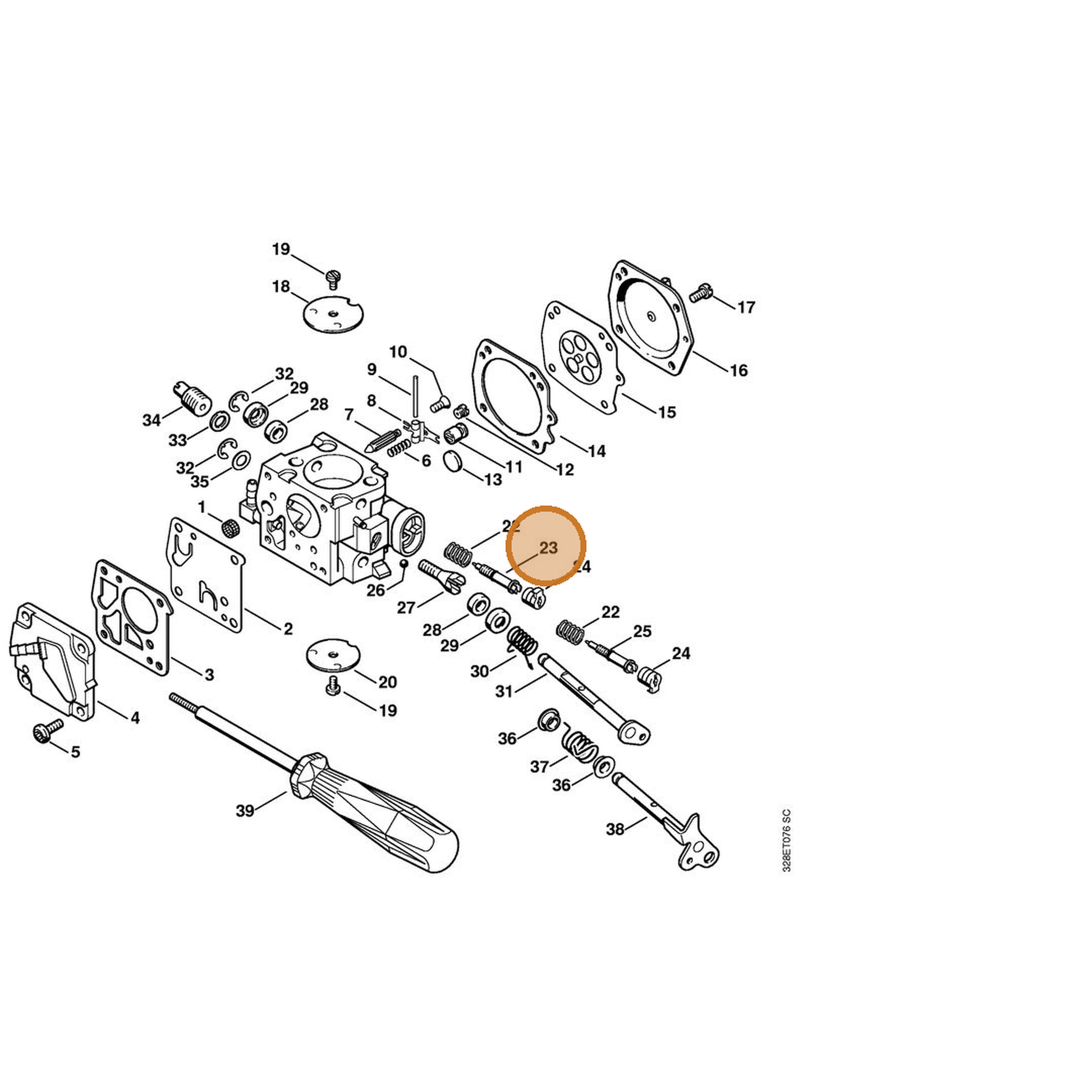 STIHL part 4205-122-6701 — IPL diagram snippet (6x zoom, amber highlight)