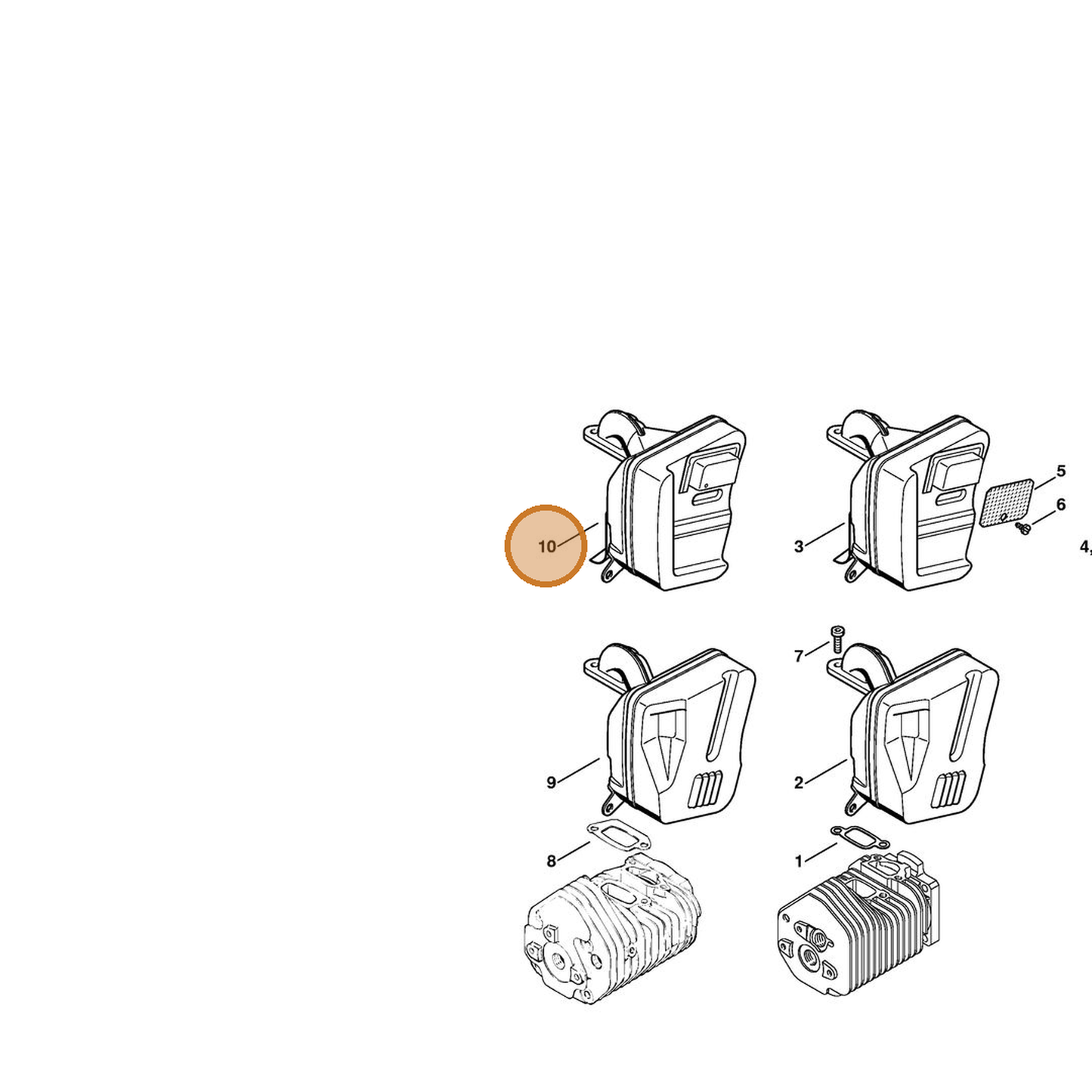 STIHL part 4205-140-0602 — IPL diagram snippet (6x zoom, amber highlight)