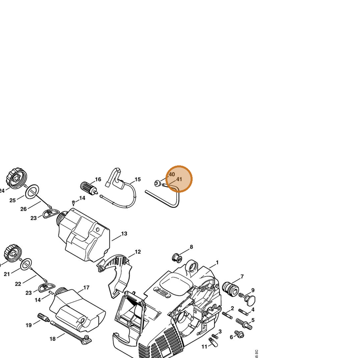 STIHL part 4205-141-8601 — IPL diagram snippet (6x zoom, amber highlight)