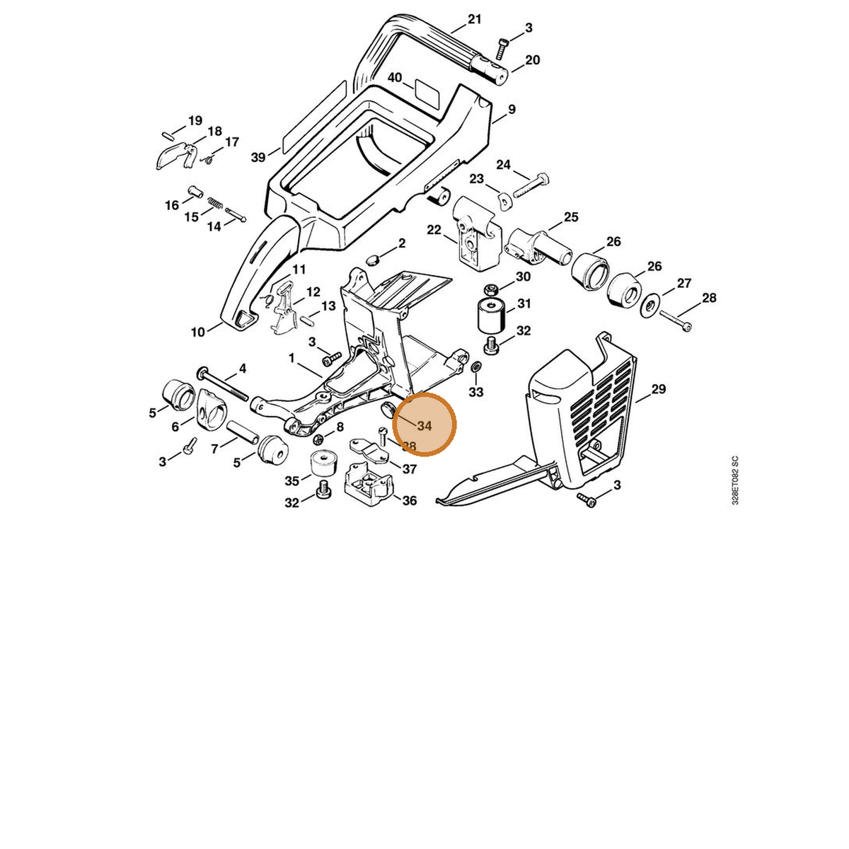 STIHL part 4205-145-9000 — IPL diagram snippet (6x zoom, amber highlight)